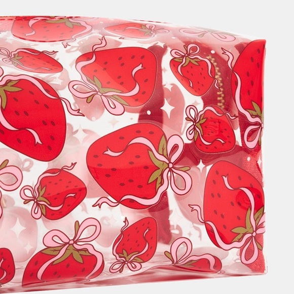 Skinnydip London strawberry bow, make up bag Cosmetic Bag - Picture 5 of 7